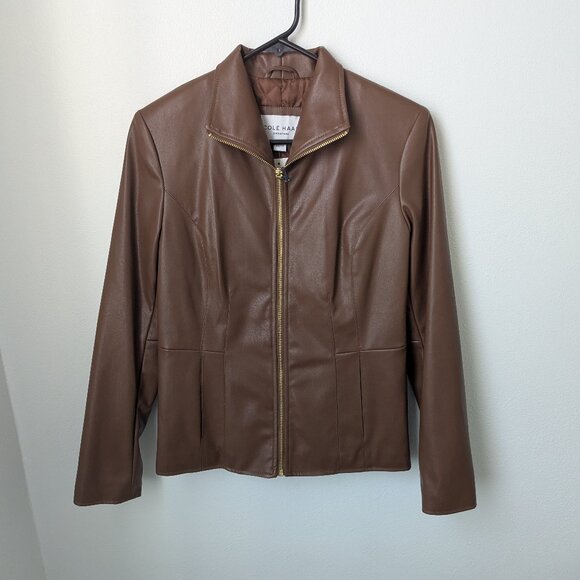 Cole Haan Jackets & Blazers - NWT Cole Haan Brown Leather Jacket, XS